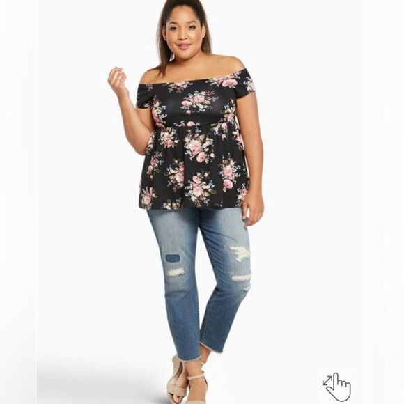 Floral Print Off Shoulder Babydoll Top
(Shirt blouse) - Picture 1 of 8